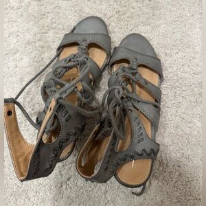 Gray Lace-Up Women's Sandals